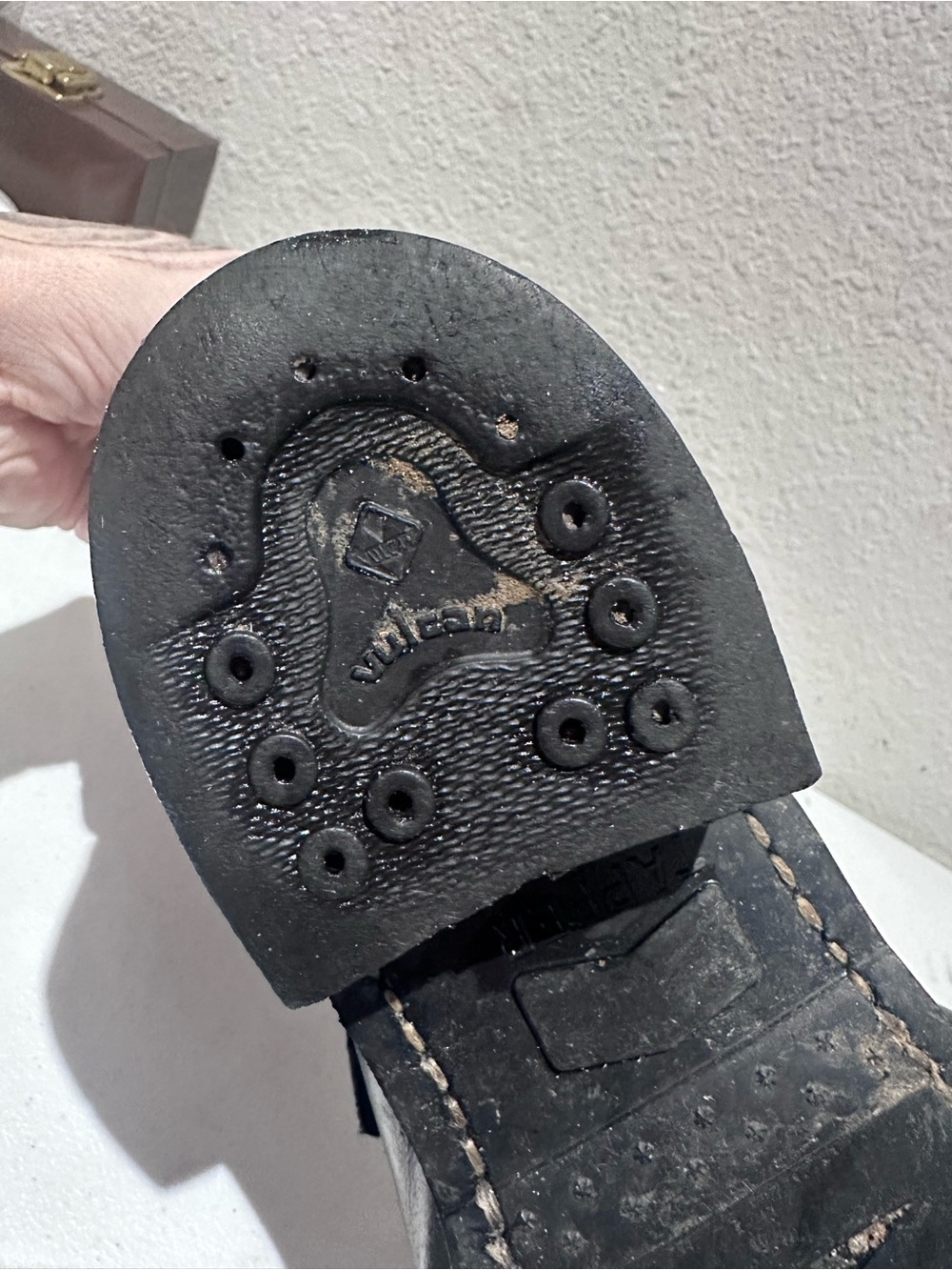 Vintage Vulcan mid sole Tapper sole engineer boots black leather moto buckle - Picture 9 of 9